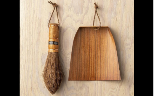 国産棕櫚手箒　柿渋はりみチリトリセット/ほうき　ちりとり　掃除グッズ【fkm001】