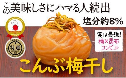 特選A級 紀州南高梅 こんぶ漬800g 千年の知恵 梅干し ブランド梅 和歌山県産 hoso004A