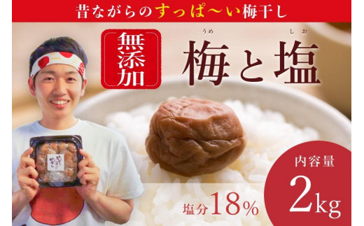 【常温保管可能 】ミネラル豊かな天日塩だけで漬けた無添加梅干し2kg/南高梅 umehkr006A