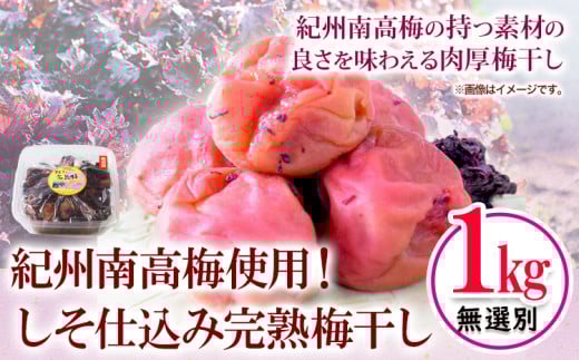 紀州南高梅使用 しそ仕込み完熟梅干し 無選別 1kg 厳選館 《90日以内に出荷予定(土日祝除く)》 和歌山県 日高川町 紀州南高梅 しそ仕込み 梅干し