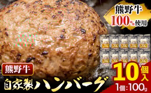 牛肉 熊野牛 自家製ハンバーグ 10個入り 株式会社Meat Factory《30日以内に出荷予定(土日祝除く)》和歌山県 日高川町 熊野牛 黒毛和牛 ハンバーグ 惣菜 自家製 送料無料