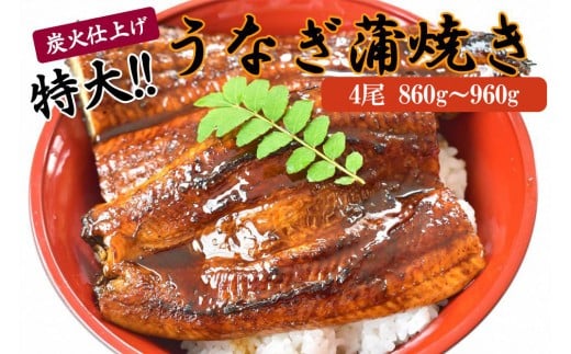 うなぎ蒲焼き4尾入り 860g～960g（蒲焼たれ8袋 山椒付き）［KS7］