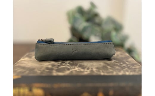 革職人が作る　本革ペンケースS　【ネイビー】