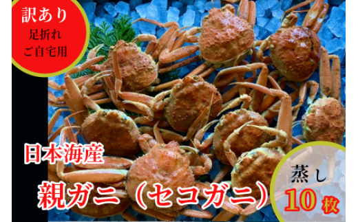 240-WK16．【配送日時指定可】【蒸し】訳あり足折れご自宅用　日本海産親ガニ（セコガ二）10枚