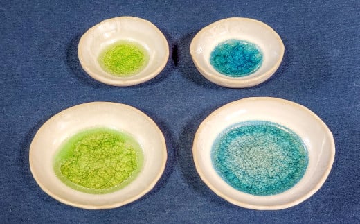 雪舟焼 豆皿 4枚（大・小 各2枚）【雪舟焼 陶器 豆皿 大 小 各2枚 計4枚 取り皿 小皿 皿 食器 うつわ インテリア おしゃれ お皿 ギフト プレゼント 贈答 贈り物】