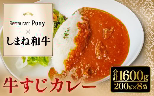Restaurant Pony 和田シェフが創る「しまね和牛」牛すじ入りデリシャスカレー 8袋【和牛 牛すじ ビーフカレー 欧風カレー 温めるだけ 簡単 時短 冷凍食品 惣菜 お取り寄せ グルメ】