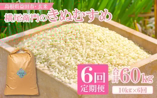【定期便】横尾衛門のきぬむすめ 玄米10㎏ 6回コース【新米 先行予約 定期便 定期 6回 米 お米 玄米 ブランド米 きぬむすめ 10kg×6回 合計60kg】