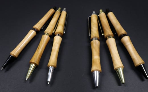 ハンドメイドシャープペンシル＆ボールペン（ノック式）桜 2本【シャープペンシル ボールポイントペン 手作り 木 木材 世界でひとつ 個性 天然 木目 ゴールド クローム ガンメタ ギフト プレゼント お祝い】