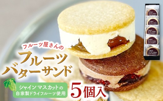 島根シャインマスカットのレーズンバターサンド 5個入り【菓子 焼菓子 スイーツ バターサンド 甘さ控えめ 果物 フルーツ ドライフルーツ シャインマスカット Shine Muscat レーズン raisin おやつ デザート 女子会 パーティ 冷凍 島根県 益田市】