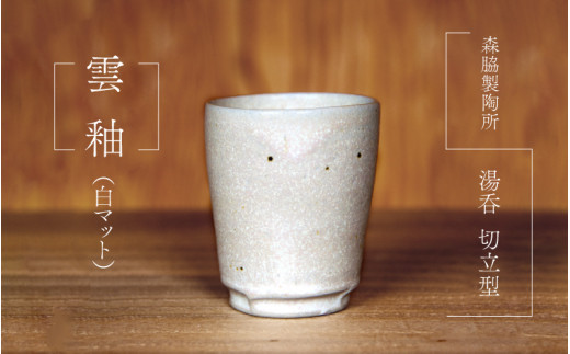 湯呑 切立型 : 雲釉(白マット)
