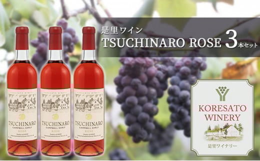 是里 ワイン TSUCHINARO ROSE 3本 セット ワイン ぶどう 葡萄 お酒 果実酒 洋酒  岡山 赤磐市