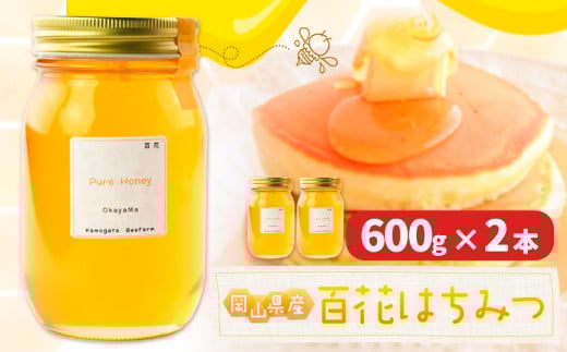 はちみつ 蜂蜜 百花 600g 2本 かもがた養蜂 《30日以内に出荷予定(土日祝除く)》 岡山県 浅口市 送料無料 ハチミツ 百花蜜 百花はちみつ 岡山県産
