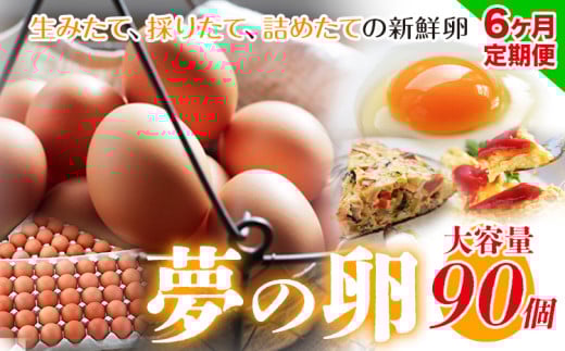 【6ヶ月定期便】卵 たまご 定期便 赤玉 夢の卵 90個《お申込み月翌月から出荷開始》株式会社めぐみ 岡山県 浅口市 送料無料 大容量 大箱 たっぷり 定期