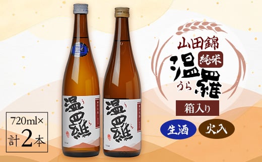 《清酒》温羅 山田錦 純米 火入 生酒 飲み比べ2本セット 各720ml×1本(箱入)【1483372】