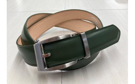 革工房いんのしまスマートロック式牛革ベルト(色:グリーン)【レザー 小物 ファッション ギフト 贈り物 プレゼント 人気 おすすめ 広島県  尾道市】