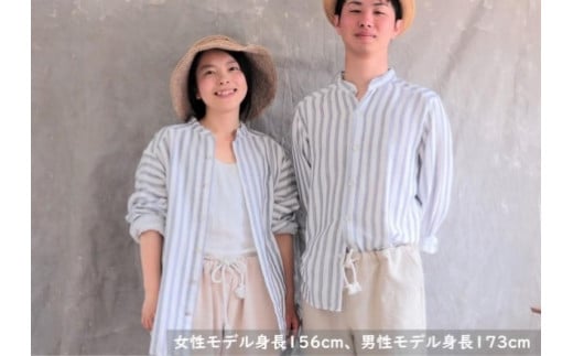 襟付き オーガニックコットン100%ダブルガーゼ・ユニセックスシャツ Mサイズ/白【男女兼用 柔らかい 肌に優しい シャツ ゆるシャツ トップス おすすめ 広島県 尾道市】