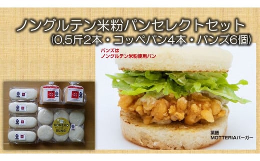 ノングルテン米粉パンセレクトセット(0.5斤2本・コッペパン4本・バンズ6個) C-47