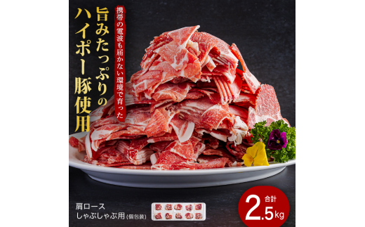 豚肉 肩ロース しゃぶしゃぶ 250g×10パック 小分けセット | 携帯の電波も届かない環境で育った旨みたっぷりのハイポー豚 豚 肉 お肉 ※配送不可:離島