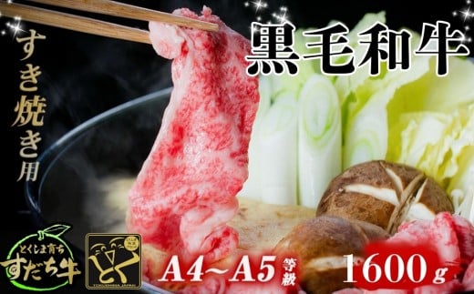 すだち牛 黒毛和牛 （ すき焼き用 ） 1.6kg 国産 牛肉 すき焼き 赤身 冷凍 お肉 肉 グルメ ギフト 和牛 霜降り カット 小分け