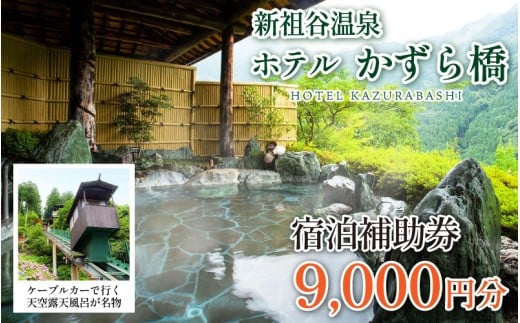 ホテル 宿泊券 9,000円分 新祖谷温泉 ホテルかずら橋 宿泊補助券 徳島県 三好市 みよし 温泉 祖谷温泉 ケーブルカー 温泉旅館 宿泊チケット 露天風呂 かずら橋 観光 絶景 温泉旅行 宿泊ギフト 人気 温泉宿 旅行券 観光スポット クーポン 旅行 温泉地 おすすめ