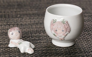 021-002 ふじっこちゃん湯飲み&箸置きセット ◇