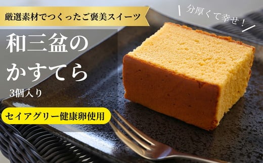 009-004 「和三盆のかすてら」セイアグリー健康卵使用 3個入り ※離島への配送不可