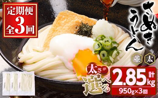 ＜訳あり・定期便＞＜太さが選べる＞半生うどん (2.85kg(3回)・極太) 訳あり 本場 讃岐 さぬき 香川県 麺 コシ 常温 常温保存 【man164-B】【こんぴらや販売】