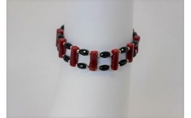 C-3 高知県産血赤珊瑚ブレスレット(K18WG、SV925使用)