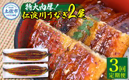 【3回定期便】仁淀川特大肉厚うなぎ2尾セット 定期コース 3ヶ月 タレ付き うなぎ 鰻 ウナギ 蒲焼き かば焼き 1尾200g超え 仁淀川 国産 太化うなぎ 養殖 おいしい 人気 冷凍 夏