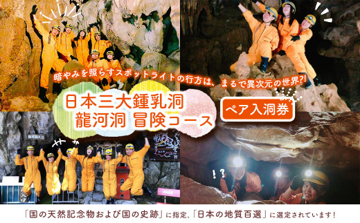 【日本三大鍾乳洞】龍河洞 冒険コース 《ペア入洞券》 チケット 体験 冒険 鍾乳洞 洞窟 地下 観光 歴史 自然