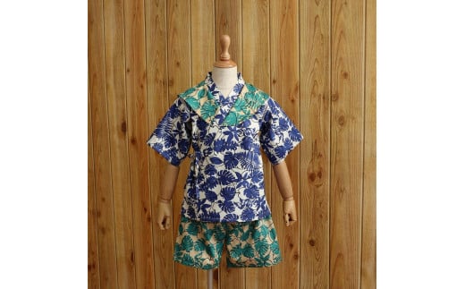 子ども甚平(pati pati)110~120cm モンステラ柄 甚平 じんべい ファッション 子供服 キッズ服