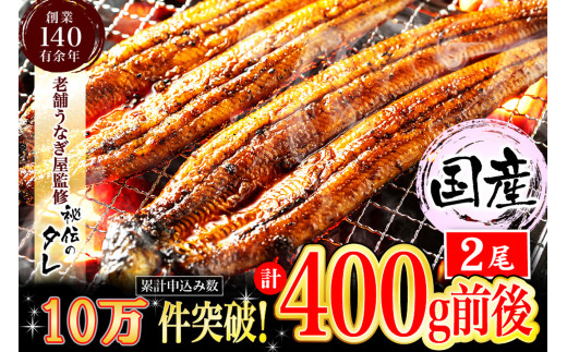 AU-043 【当店オリジナル味付け】九州産・鰻の蒲焼２尾