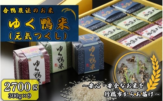 CB-001_合鴨農法のお米「ゆく鴨米」(元気つくし)2,700g~安心・安全なお米を行橋市からお届け