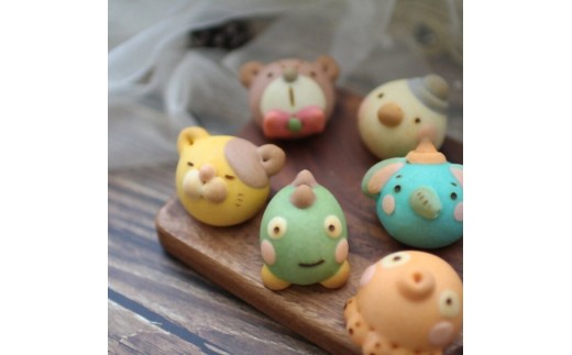 DC-013_ベイビー どうぶつまんじゅう＆あんフラワークッキー 食べられるお花！あんこのお花！【風呂敷ラッピング】　和菓子（計20個）