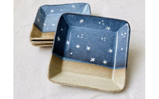 むなかた夜の浜辺 角皿 4枚セット【716】_HA0971