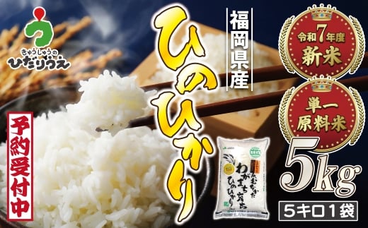 令和7年産 新米先行予約!「ひのひかり」5kg【ほたるの里】_HA1786