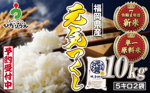 令和7年産 新米先行予約!JAよりお届け!福岡県ブランド米「元気つくし」10kg【ほたるの里】_HA1789