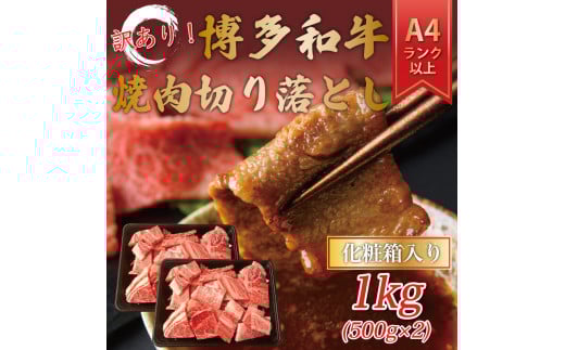 訳あり！【A4～A5】博多和牛焼肉切り落とし(肩ロース・バラ) 1kg(500g×2p) [a9461] 株式会社Meat Plus ※配送不可：離島【返礼品】添田町 ふるさと納税