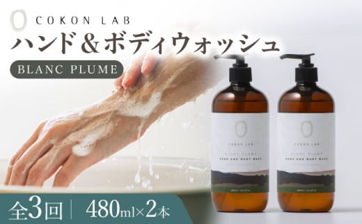 【全3回定期便】COKONLAB ハンド＆ボディウォッシュ ブランプリュム480ml×2本【株式会社 あつまるホールディングス NSP山鹿工場】 [ZBR021] 化粧品 コスメ 美容 国産 ボディケア ハンドケア