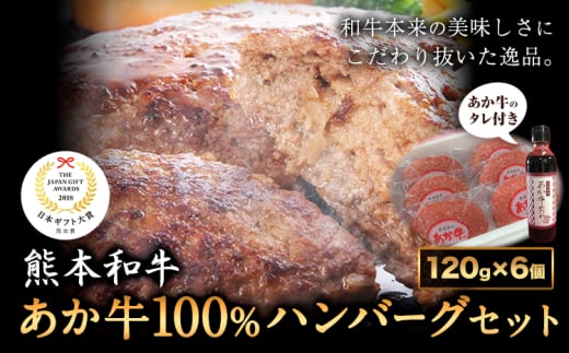 あか牛 100％ハンバーグ 120g×6個 あか牛のたれ付き 熊本県産 あか牛 あかうし 三協畜産 《60日以内に出荷予定(土日祝除く)》 熊本県 長洲町 タレ付き ハンバーグ 熊本和牛 送料無料