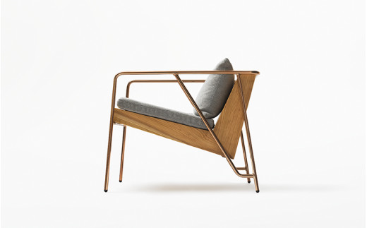 【FIL】ラウンジチェア MASS Series Lounge Chair -Natural Wood & Copper Frame-　小国杉 イージーチェア ローチェア 椅子 チェア 背もたれ 肘掛 クッション インテリア 家具 木製 無垢材 天然木 受注生産 おしゃれ リビング ダイニング ギフト Foreque 熊本 阿蘇 南小国町 送料無料