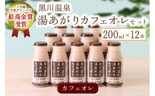 黒川温泉発 湯あがりカフェオレセット 200ml 12本 カフェオレ セット コーヒー牛乳 ジャージー牛乳 甘さ控えめ 乳製品 飲料 健康 腸活 免疫力アップ 乳酸菌 ご当地牛乳グランプリ 最高金賞 ご当地 ギフト 贈答用 山のいぶき 熊本 阿蘇 南小国町 送料無料