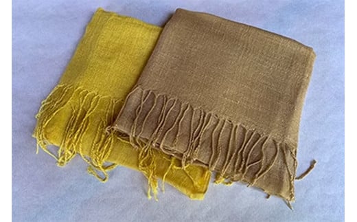 【悠工房】自然素材 手染め 栗染め たまねぎ染め 4色 綿ストール マスタード ブラウン 2枚1組 手作り ハンドメイド 選べる組み合わせ 贈り物 贈答 福祉 就労支援施設製造 SDGs ギフト プレゼント