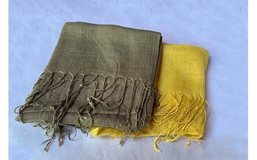 【悠工房】自然素材 手染め 栗染め たまねぎ染め 4色 綿ストール マスタード カーキ 2枚1組 手作り ハンドメイド 選べる組み合わせ 贈り物 贈答 福祉 就労支援施設製造 SDGs ギフト プレゼント