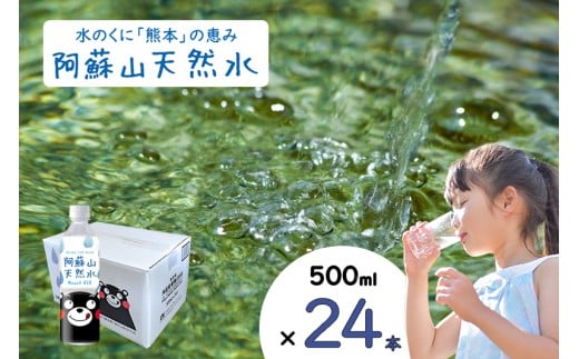 【ふるくま】水 熊本 阿蘇 阿蘇山 天然水 500ml × 24本 1ケース  水 みず 飲料 くまモンラベル 熊本県 ミネラルウォーター 非加熱殺菌 賞味期限2年 730日 備蓄 保存用