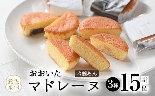 おおいたマドレーヌ (合計15個・3種) マドレーヌ 餡 スイーツ お菓子 おやつ 焼き菓子 洋菓子 詰め合わせ お取り寄せ 個装 常温 大分県 佐伯市【AG121】【お菓子のウメダ】