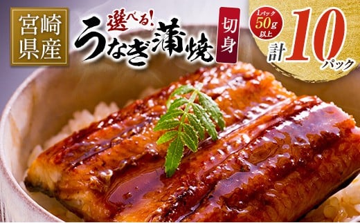 宮崎県産 うなぎ 蒲焼 切身 10パック 計500g 個包装 国産 鰻 10枚