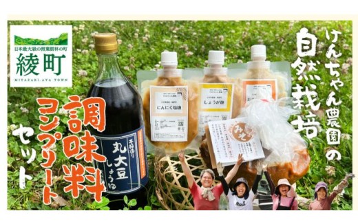 けんちゃん農園 自然栽 培味噌(大)・しょうゆ・3種の塩麹 腸活 調味料 コンプリートセット