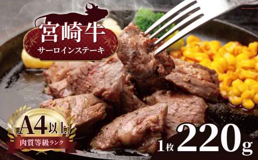 【ふるさと納税】 宮崎牛 サーロインステーキ 1枚 （ 220g ) | 宮崎牛 A4 ~ A5 等級 以上 黒毛和牛 牛肉 肉 にく 国産 ブランド ブランド牛 ステーキ  宮崎県 五ヶ瀬町