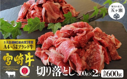 宮崎牛 切り落とし 600g ( 300g × 2 ) | 肉 にく お肉 おにく 牛 牛肉 和牛 切り落とし 宮崎県 五ヶ瀬町